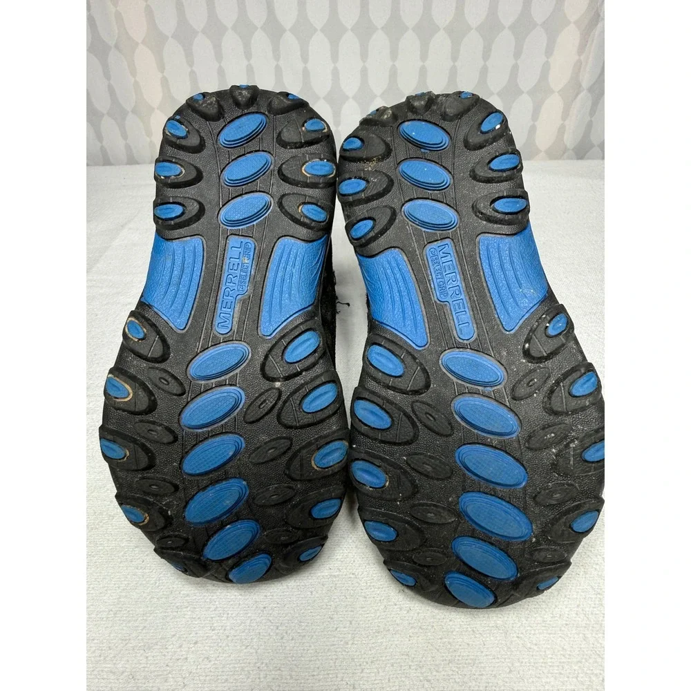 Merrell Kids Moab Polar Mid Strap 2.0 Waterproof Winter‎ Boots Black Blue 11M